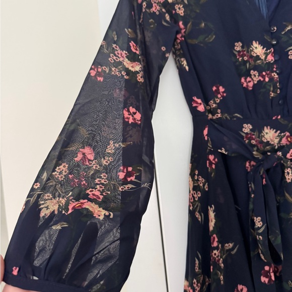 Lulu's Navy Floral Long Sleeve Dress - Picture 6 of 8
